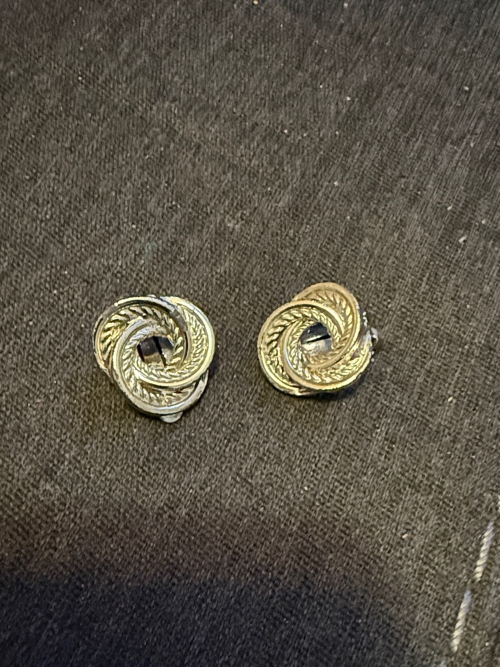 Vintage Silver Twisted Rope Knot Clip-On Earrings